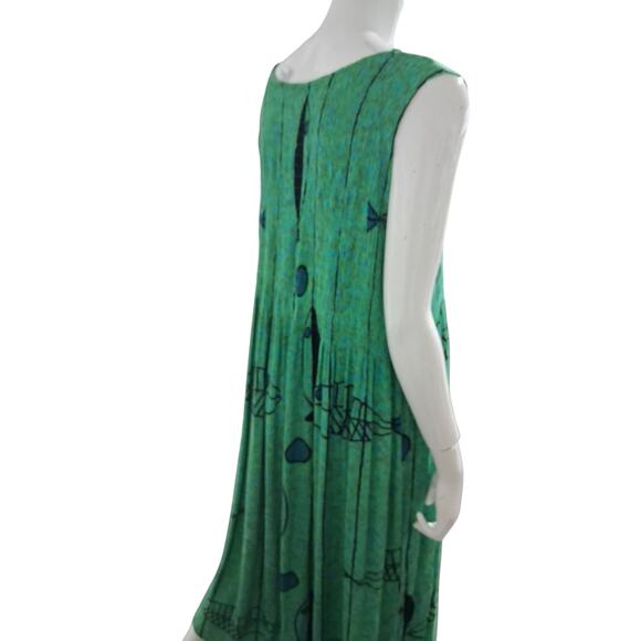 Kaktu Super Stretch Smocked Women's XXL Fish Print Boho Beachy Crinkle Dress - Picture 3 of 11